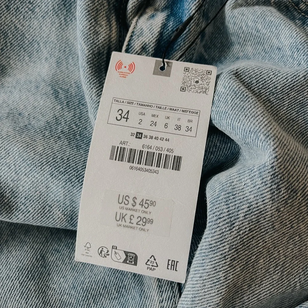 Women’s NWT Zara Straight Jeans Light wash - Picture 5 of 8